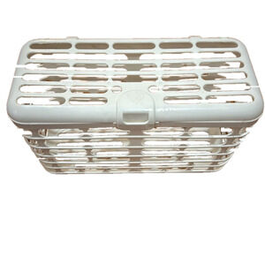 White dishwasher baby bottle basket for sanitizing baby bottles, nipples etc